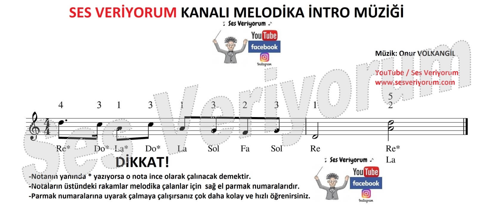 Ses Veriyorum Melodika Jenerik Müziği Melodika Notaları ve Çalınışı -  Melodika ve Flüt Notaları - Ses Veriyorum